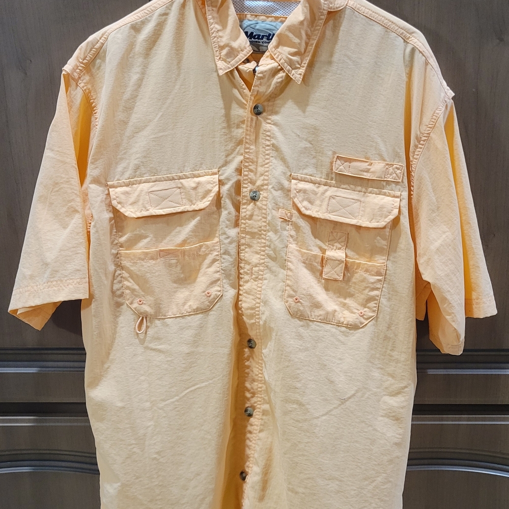Men's Short Sleeve Button Down Shirt - Peach